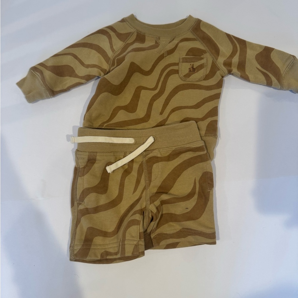 Babu Gap camo‎ Safari Print Green and Brown Baby Matching Set Shorts 3-6 Month